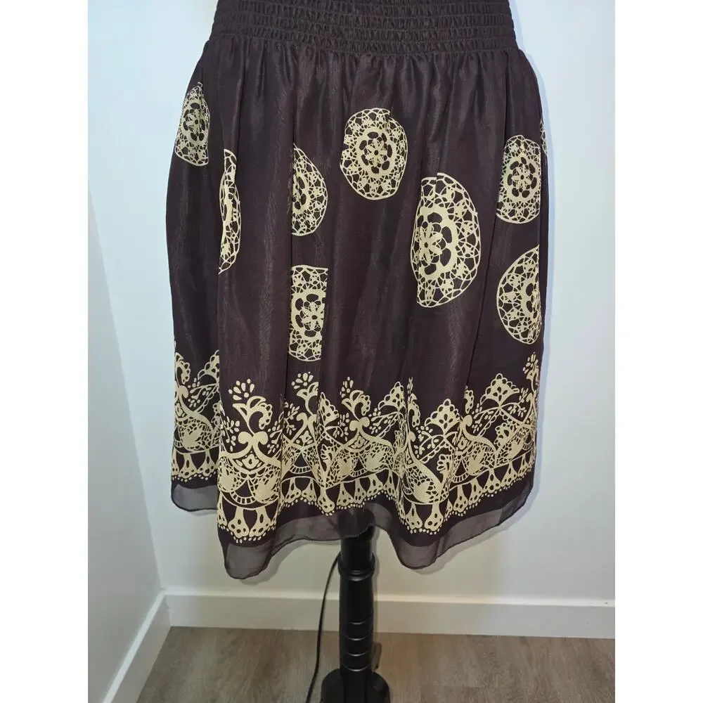 Vintage Y2K Anna Sui Silk Lace Print Skirt Small Fairy Grunge Boho Romantic
